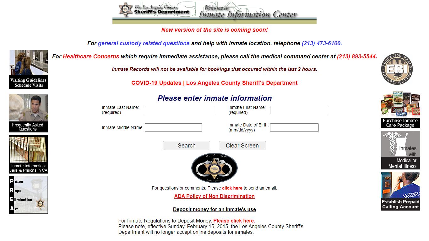 LASD Inmate Information Center - Inmate Search